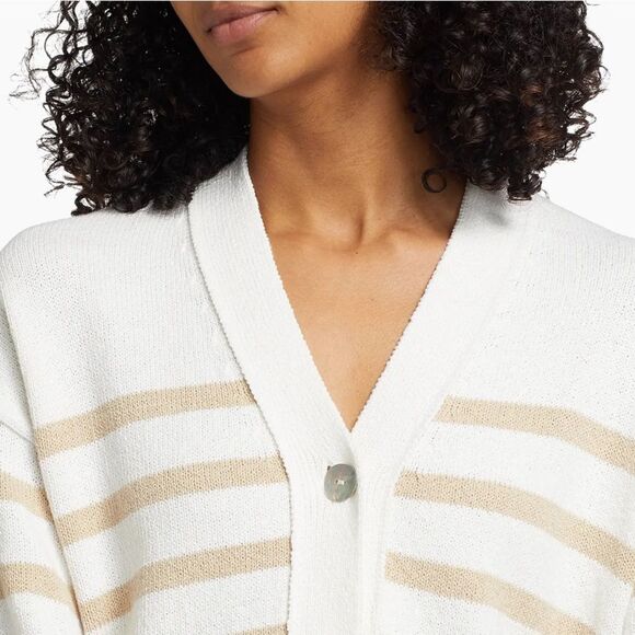 NWT Rails Geneva Striped Cotton-Blend Cardigan Sand Stripe XXS OVERSIZED - Picture 3 of 14